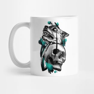 dog and skull Mug